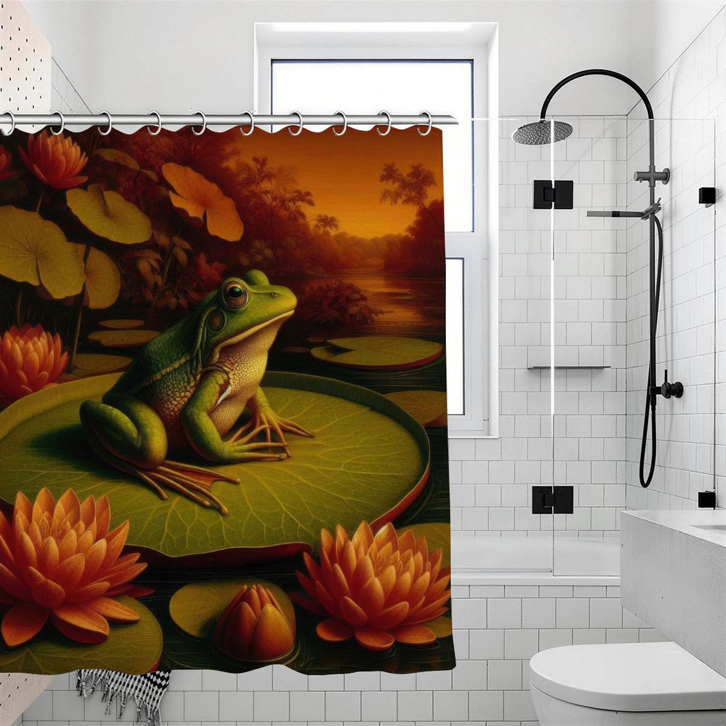 Frog on a Lilypad Shower Curtain 70.8"x70.8" (Made in USA)