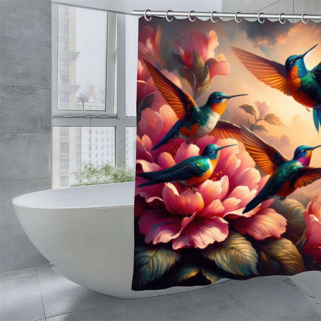 Multicolor Hummingbirds Shower Curtain 70.8"x70.8" (Made in USA)