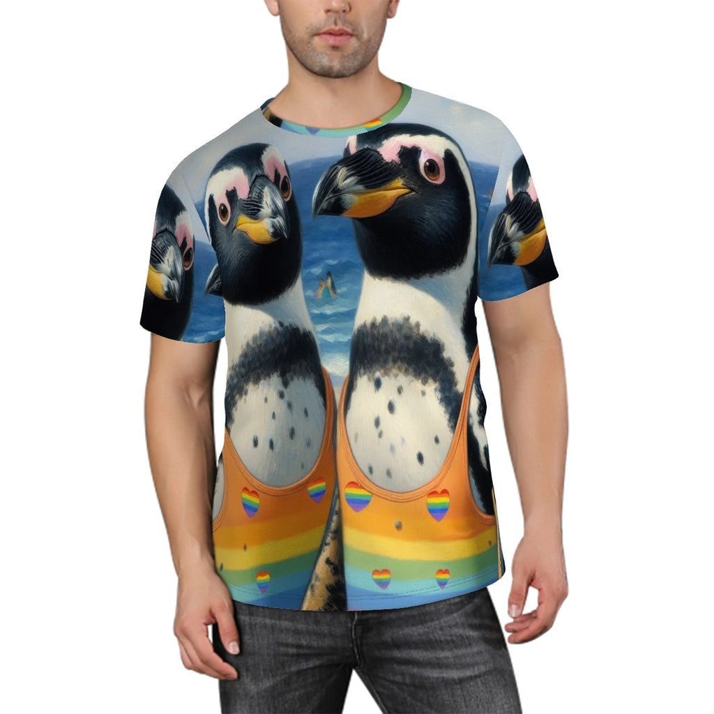 Proud Penguins at the Beach Unisex Short-Sleeve T-Shirt