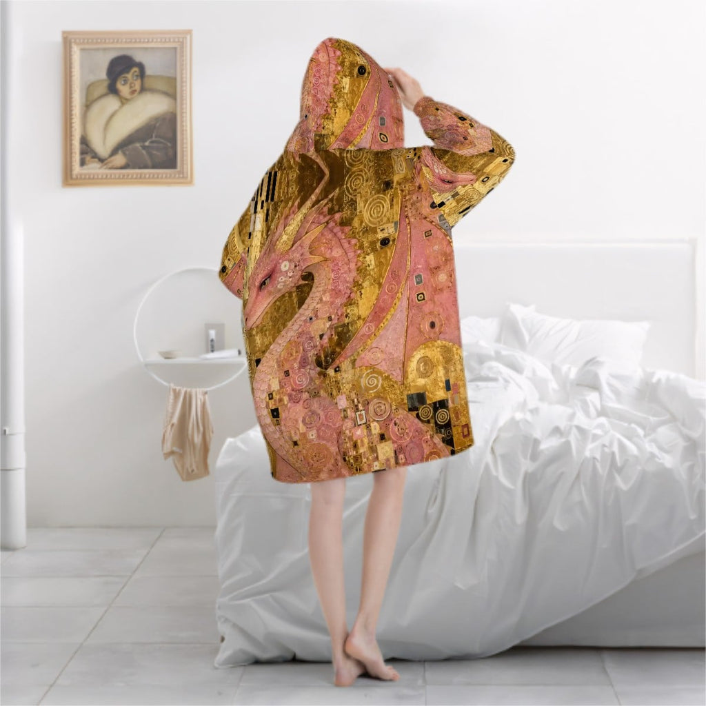 Pink Dragon Adult Blanket Hoodie