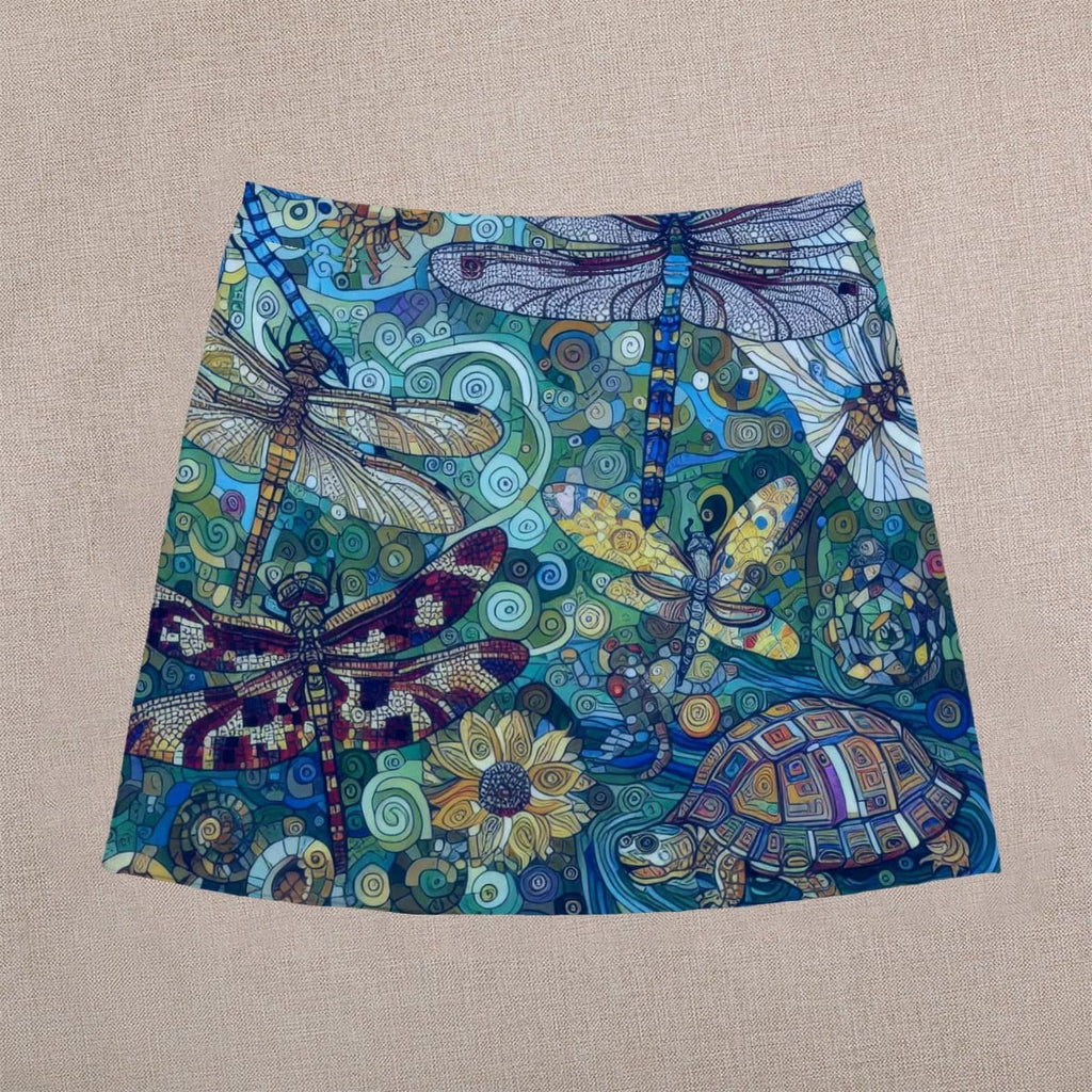 Teal Dragonflies Mini Skirt