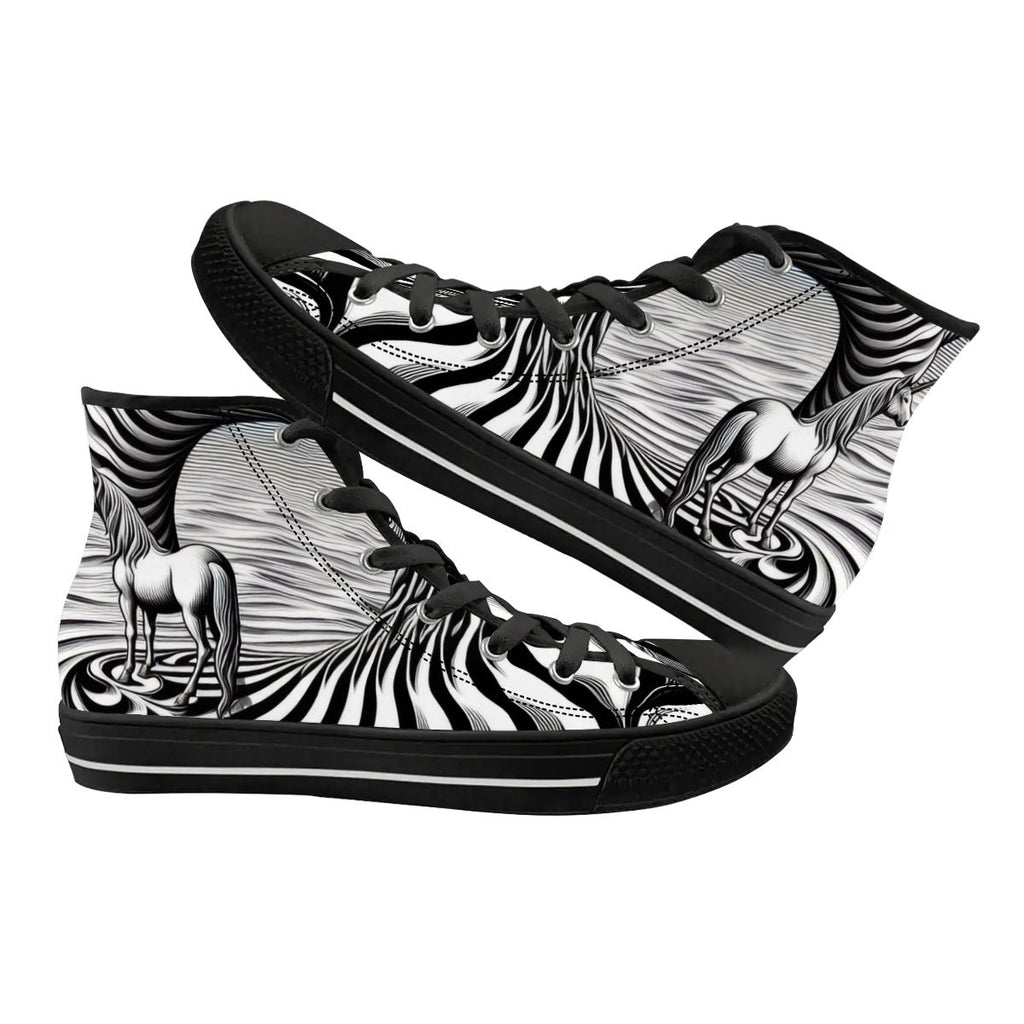 Psychedelic Wave Unisex High Top Canvas Shoes (women's sizes)