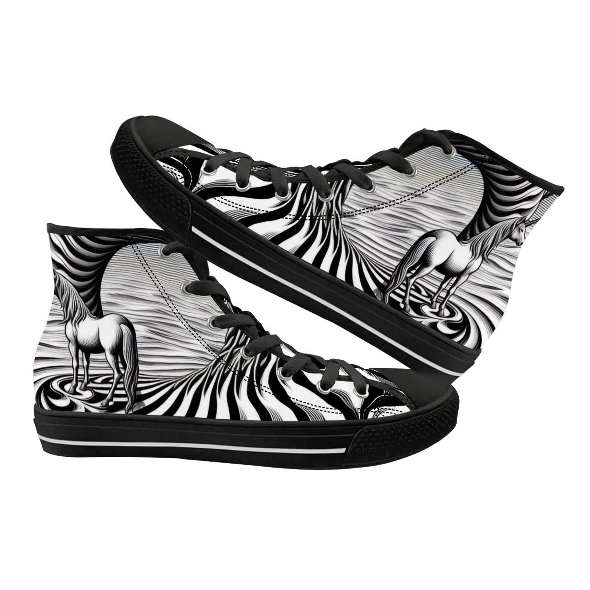 Psychedelic Wave Unisex High Top Canvas Shoes (women's sizes)