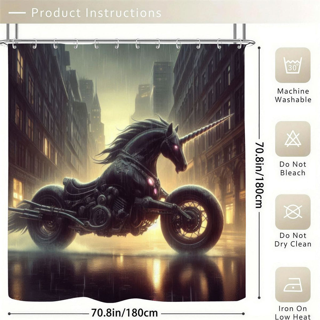 Motorcycle Unicorn Shower Curtain