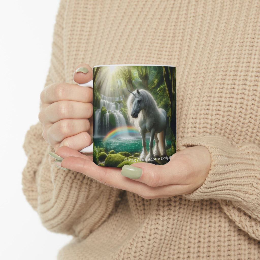 Unicorn by a Waterfall Ceramic Mug by Gregg Acini Adoree Designs