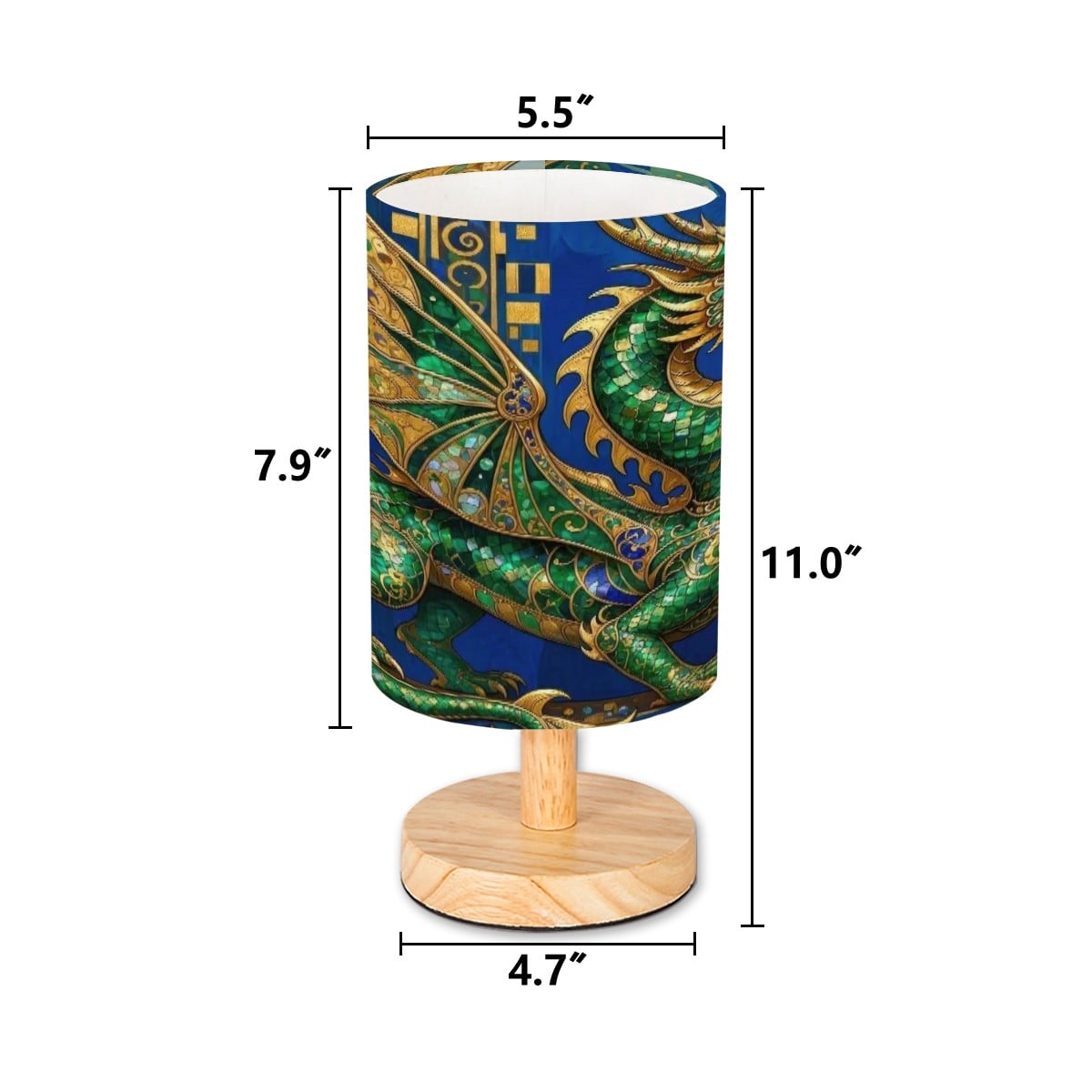 Emerald Dragon Cylindrical Table Lamp
