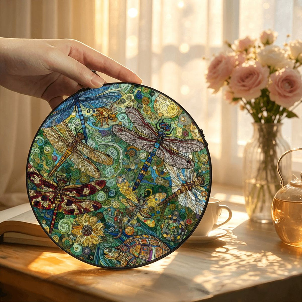 Dragonflies Stained Glass Effect Suncatcher Window Hanging (Made in USA)