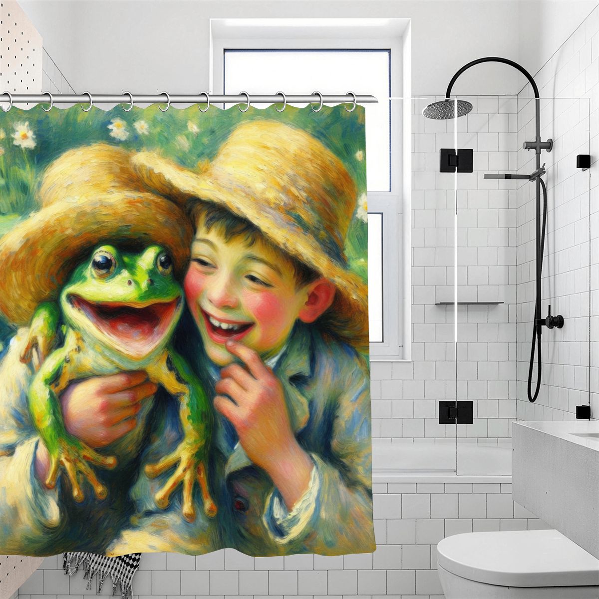 A Frog and his Boy Shower Curtain 70.8"x70.8" (Made in USA)