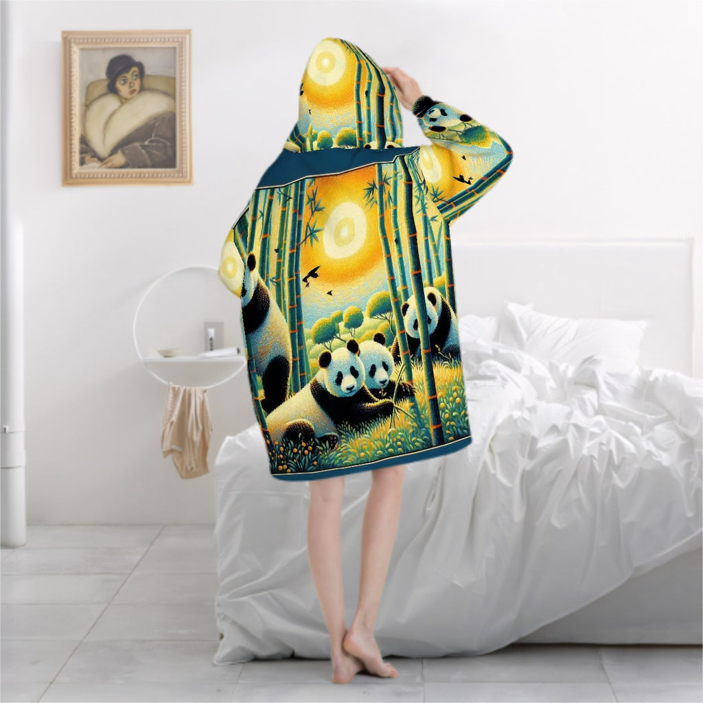 Panda Family Adult Blanket Hoodie