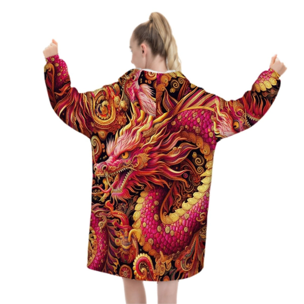 Crimson Dragon Adult Blanket Hoodie