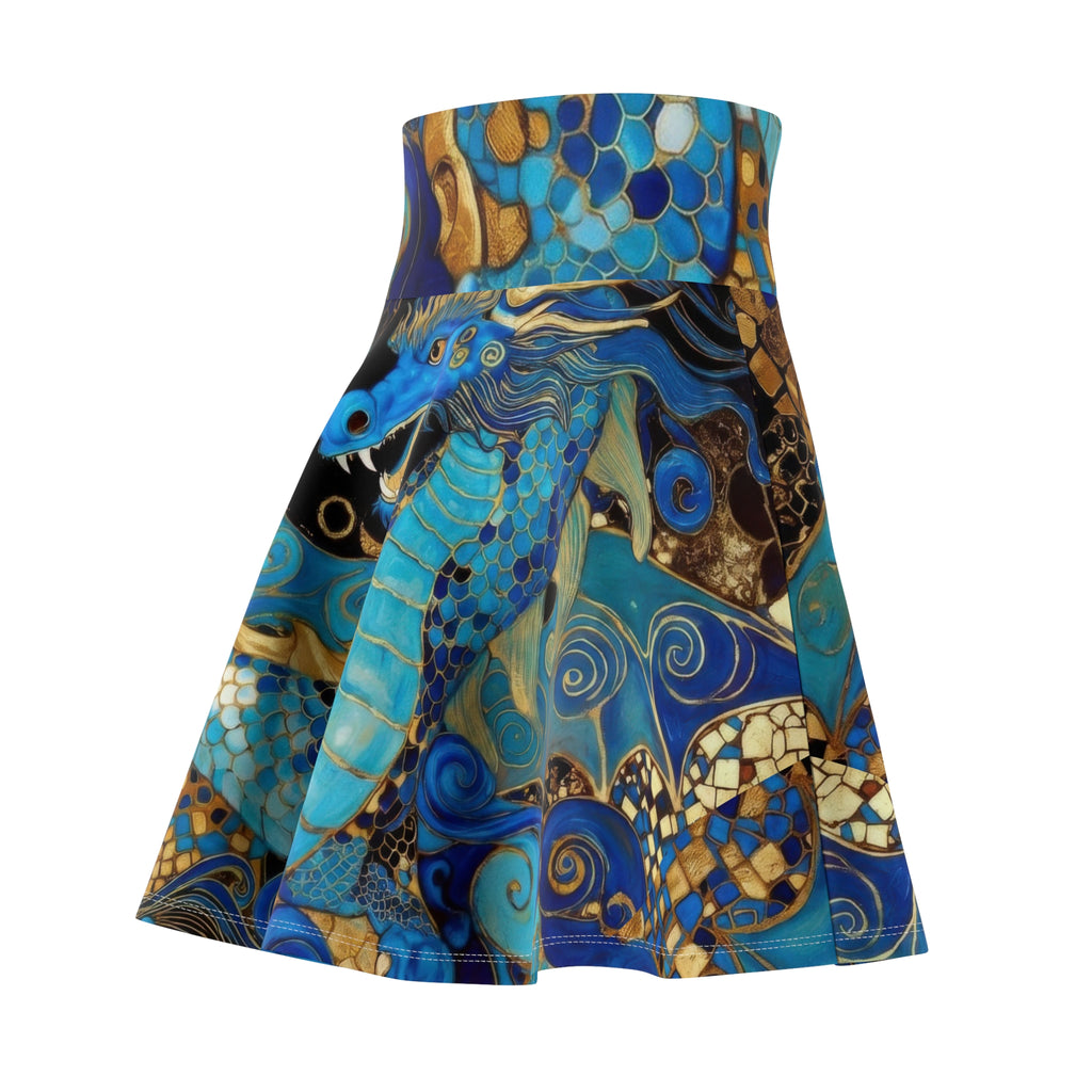 Teal Dragon Skater Skirt | Fantasy Wearable Art