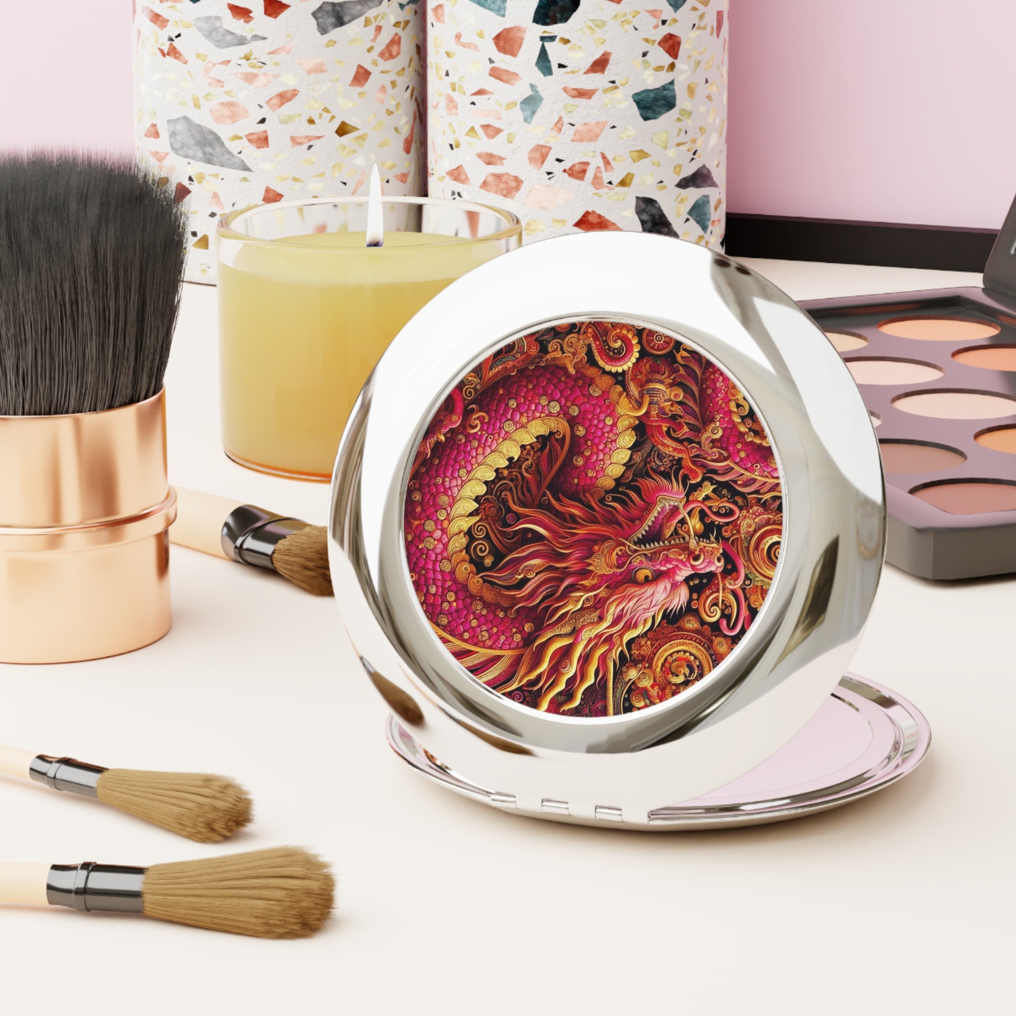 Crimson Dragon Vintage Travel Mirror