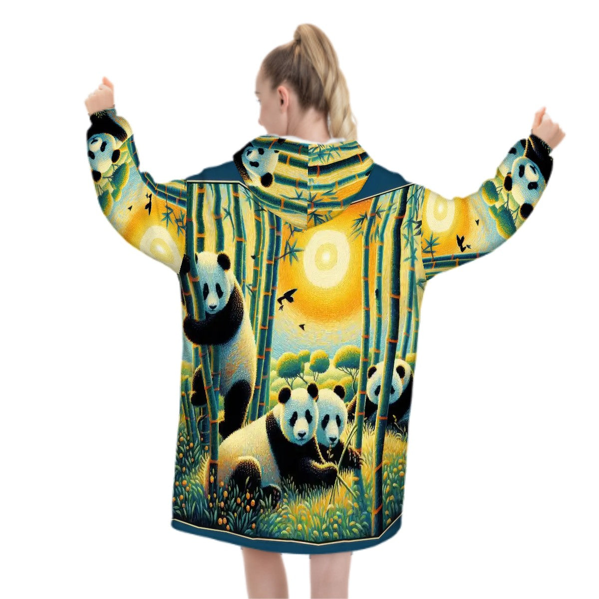 Panda Family Adult Blanket Hoodie