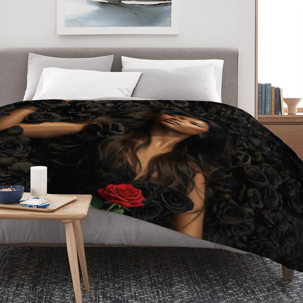 Black Roses 3 Flannel Throw Blanket (Made in USA)