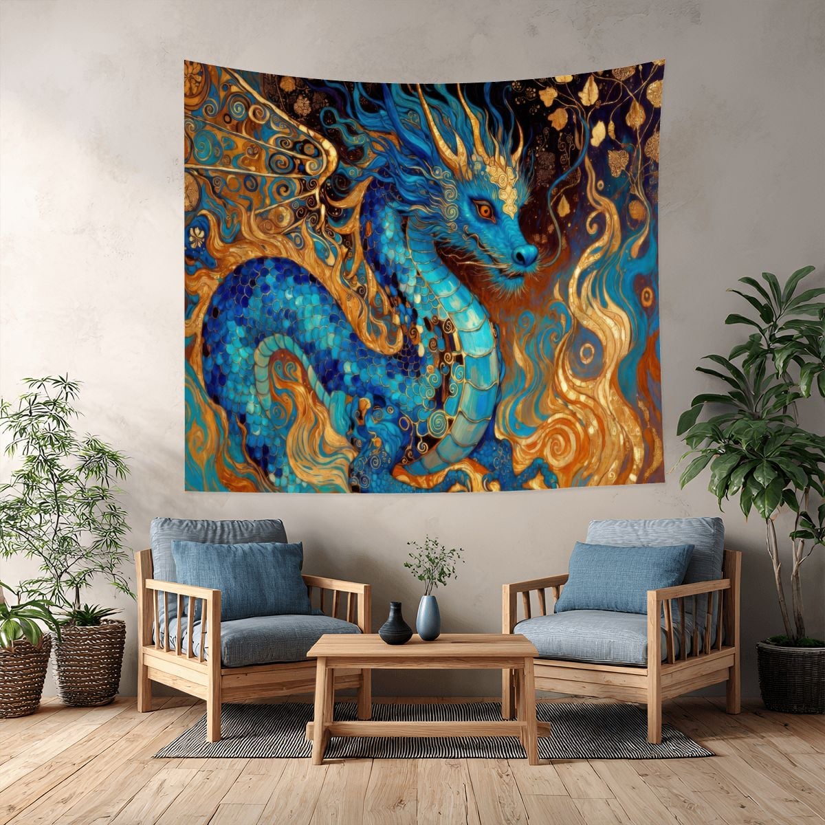 Cobalt Dragon Tapestry (6:5) (Made in USA)
