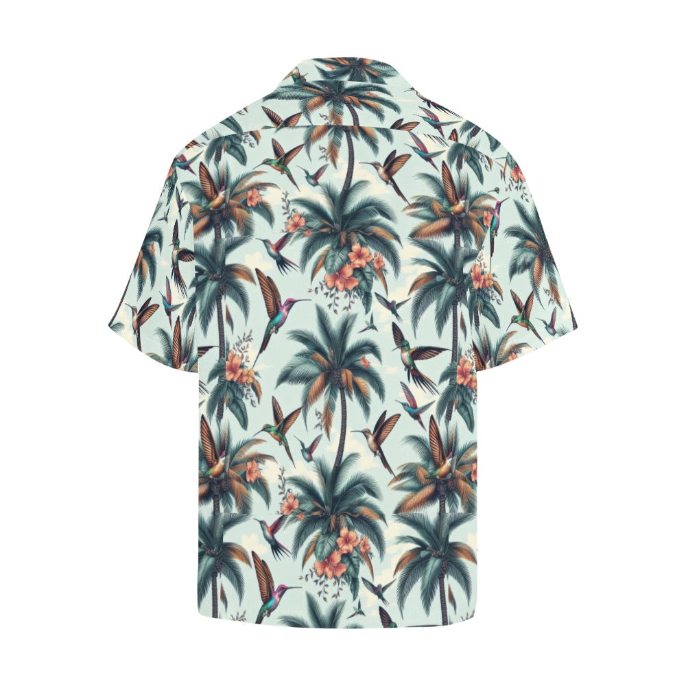 Hummingbirds and Palms Hawaiian Shirt without pocket