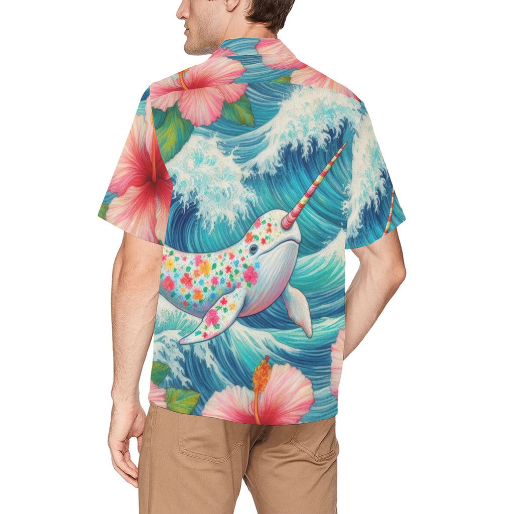 Proud Narwhal Entire Hawaiian Shirt with Chest Pocket