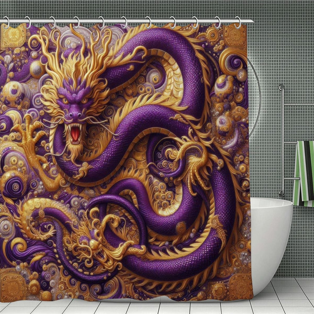 Purple Dragon Shower Curtain | Eastern-Style Serpent Art