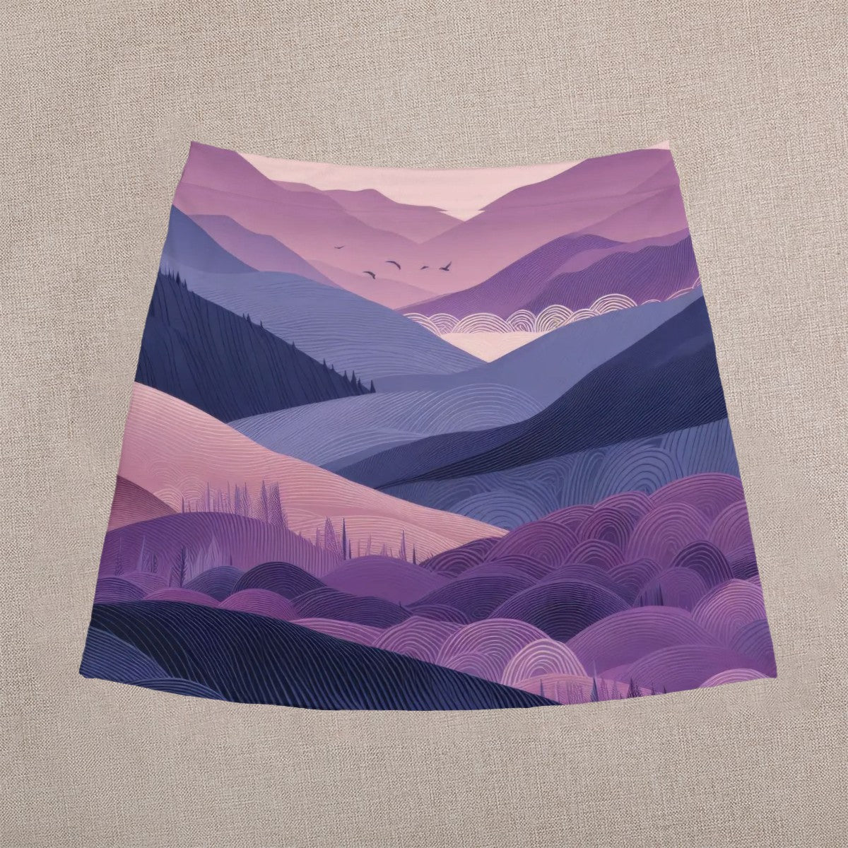 Blue Tuscany Mini Skirt | Line Abstract Wearable Art