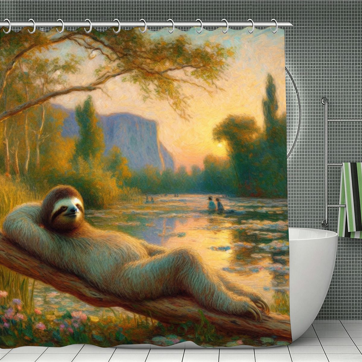 Chill Sloth Shower Curtain 70.8"x70.8" (Made in USA)