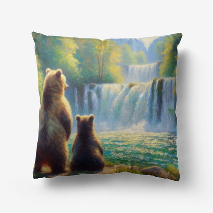 Bears by a Waterfall Home Goods Premium Hypoallergenic Throw Pillow
