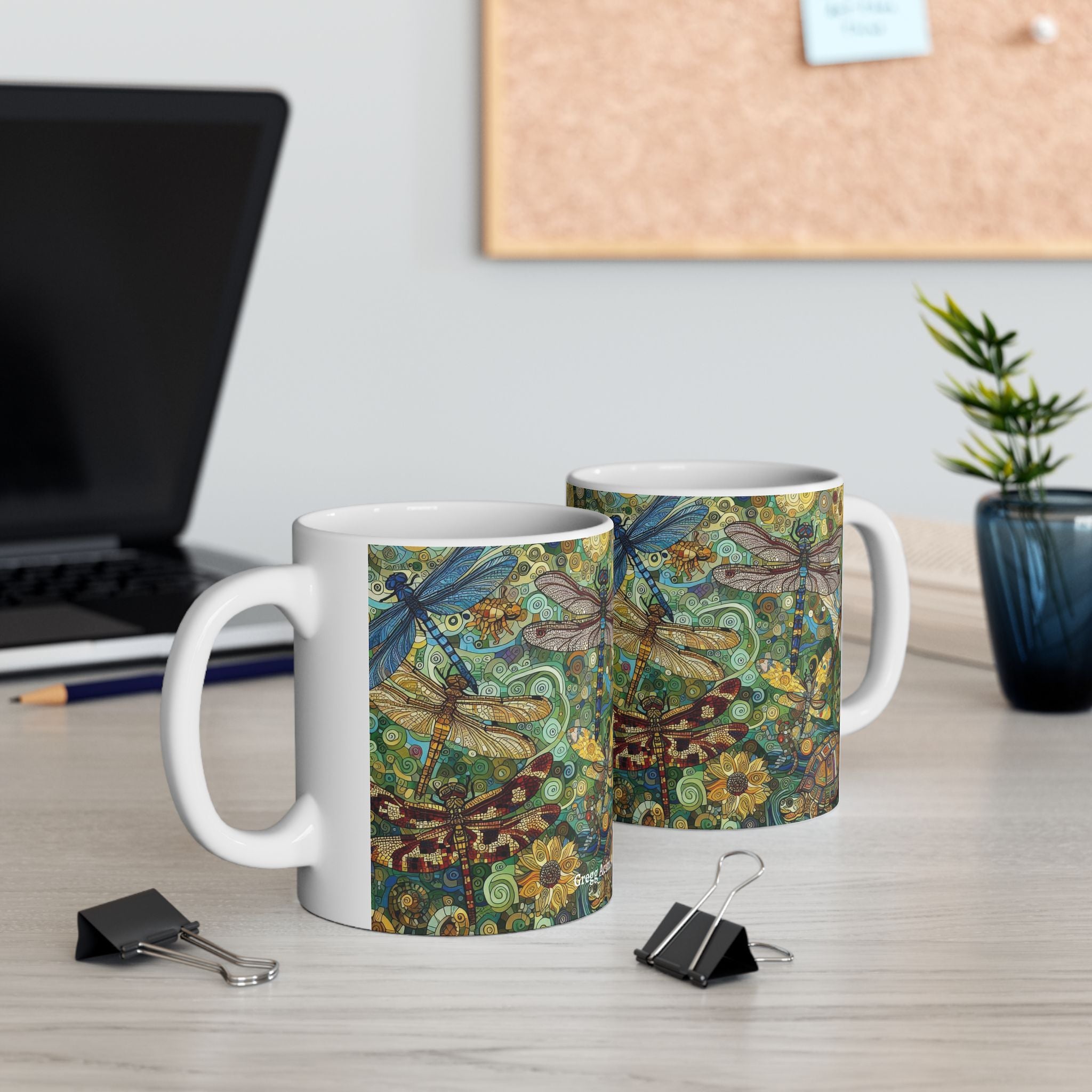 Dragonflies Ceramic Mug by Gregg Acini Adoree Designs