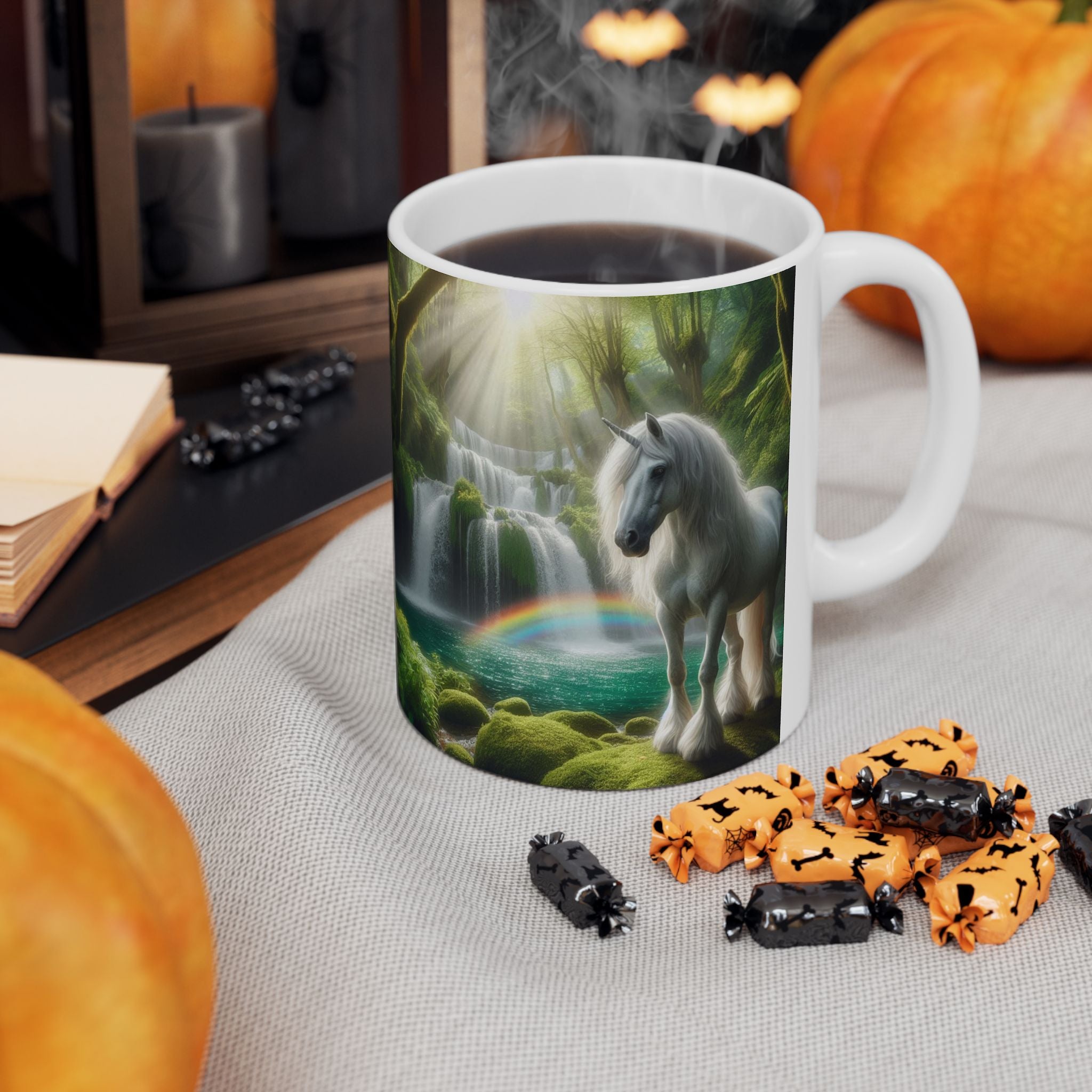 Unicorn by a Waterfall Ceramic Mug by Gregg Acini Adoree Designs