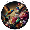Multicolor Hummingbirds Stained Glass Effect Suncatcher Window Hanging (Made in USA)