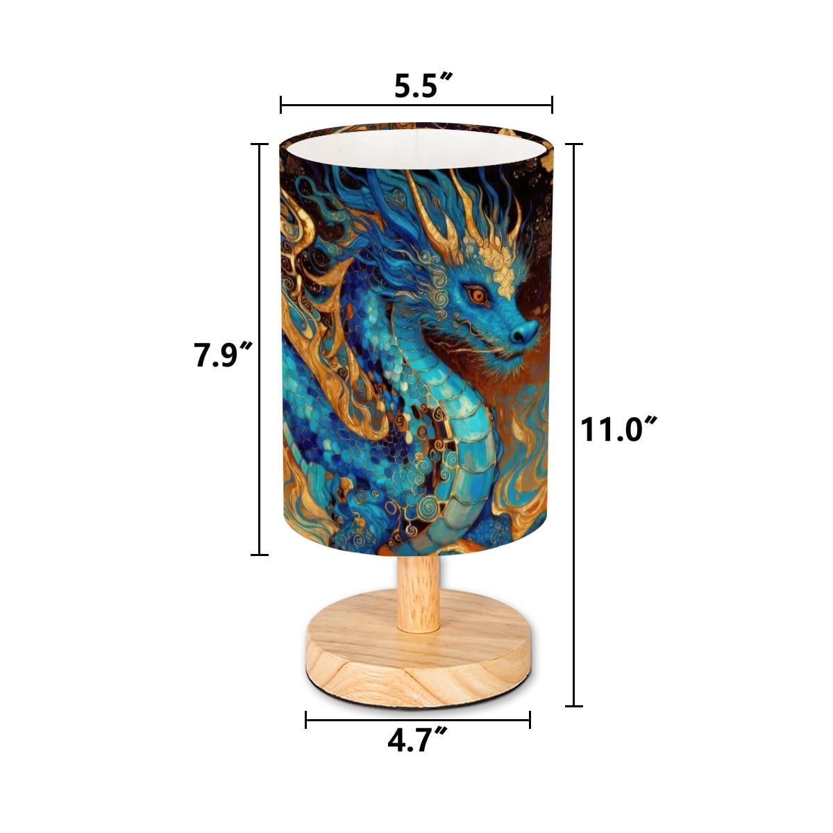Cobalt Dragon Cylindrical Table Lamp