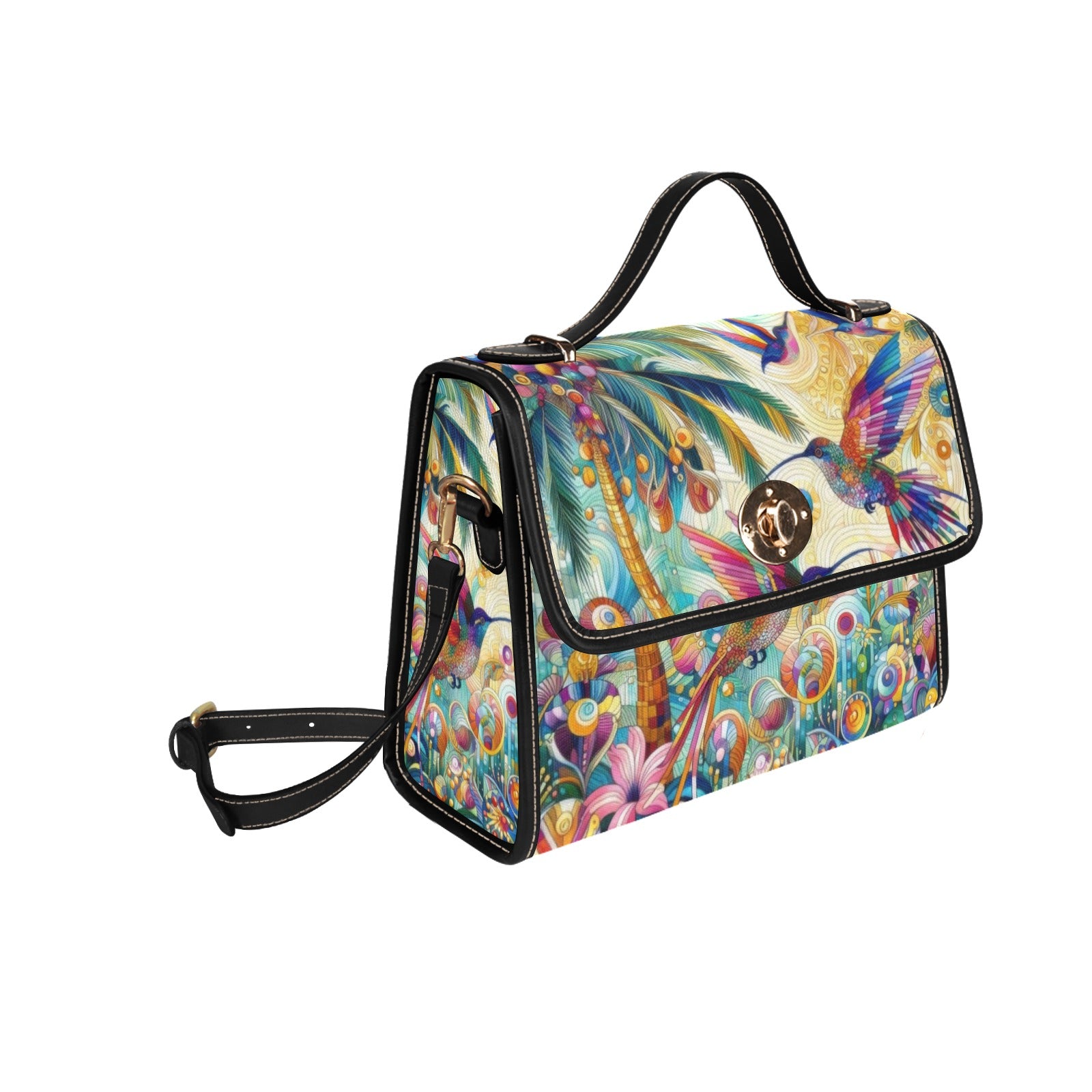 Tropical Hummingbirds Satchel Waterproof Canvas Bag