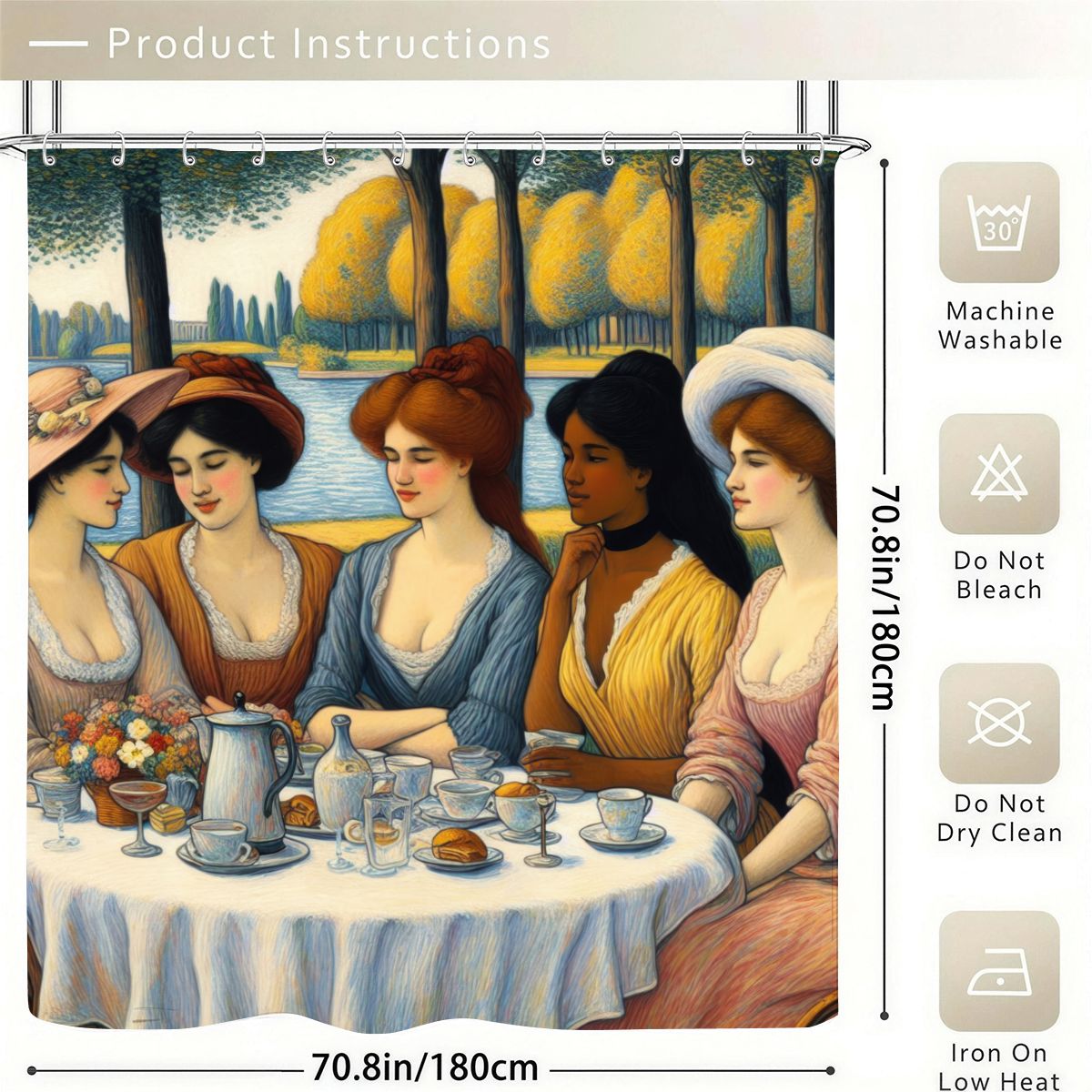 5 Ladies Shower Curtain | Post-Impressionist Tea Garden Art