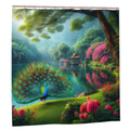 Peacock with Rhododendrons Shower Curtain