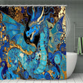 Teal Dragon Shower Curtain | Klimt-Inspired Mosaic Art