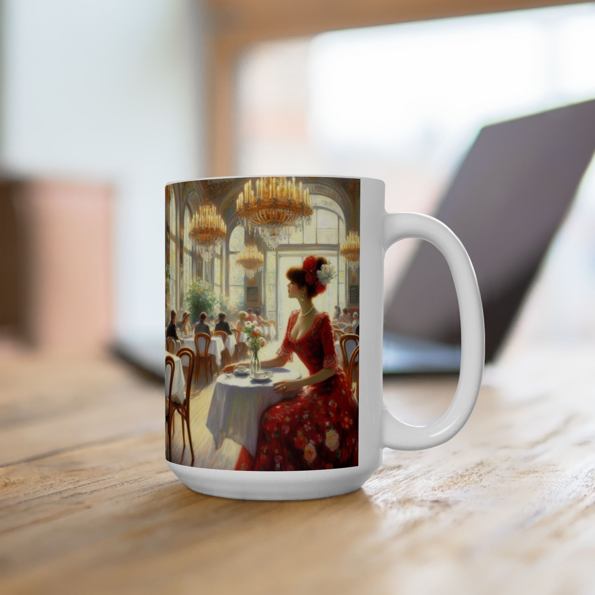 Claudia Ceramic Mug — Elegant Retro Portrait Coffee Cup (11oz, 15oz)