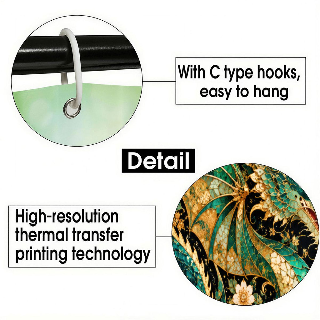 Gilded Jade Dragon Shower Curtain