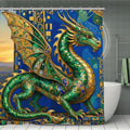 Emerald Dragon Shower Curtain | Klimt Jewel & Gold Filigree Art