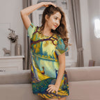 Loose Short-Sleeve Nightgown (Multiple Designs Set 1 - First image shows selected design)