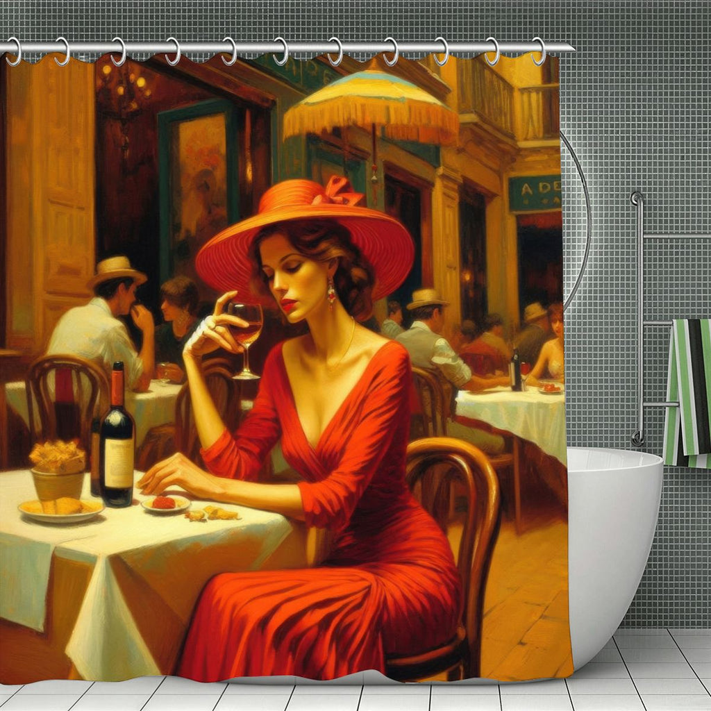 Alma Shower Curtain | Mediterranean Café Art