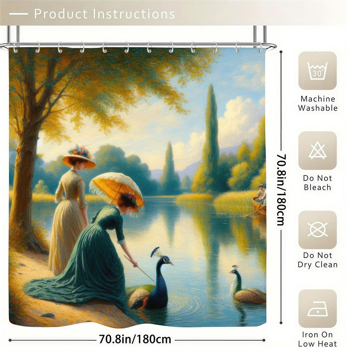 Ladies Poking a Peacock Shower Curtain | Impressionist Art