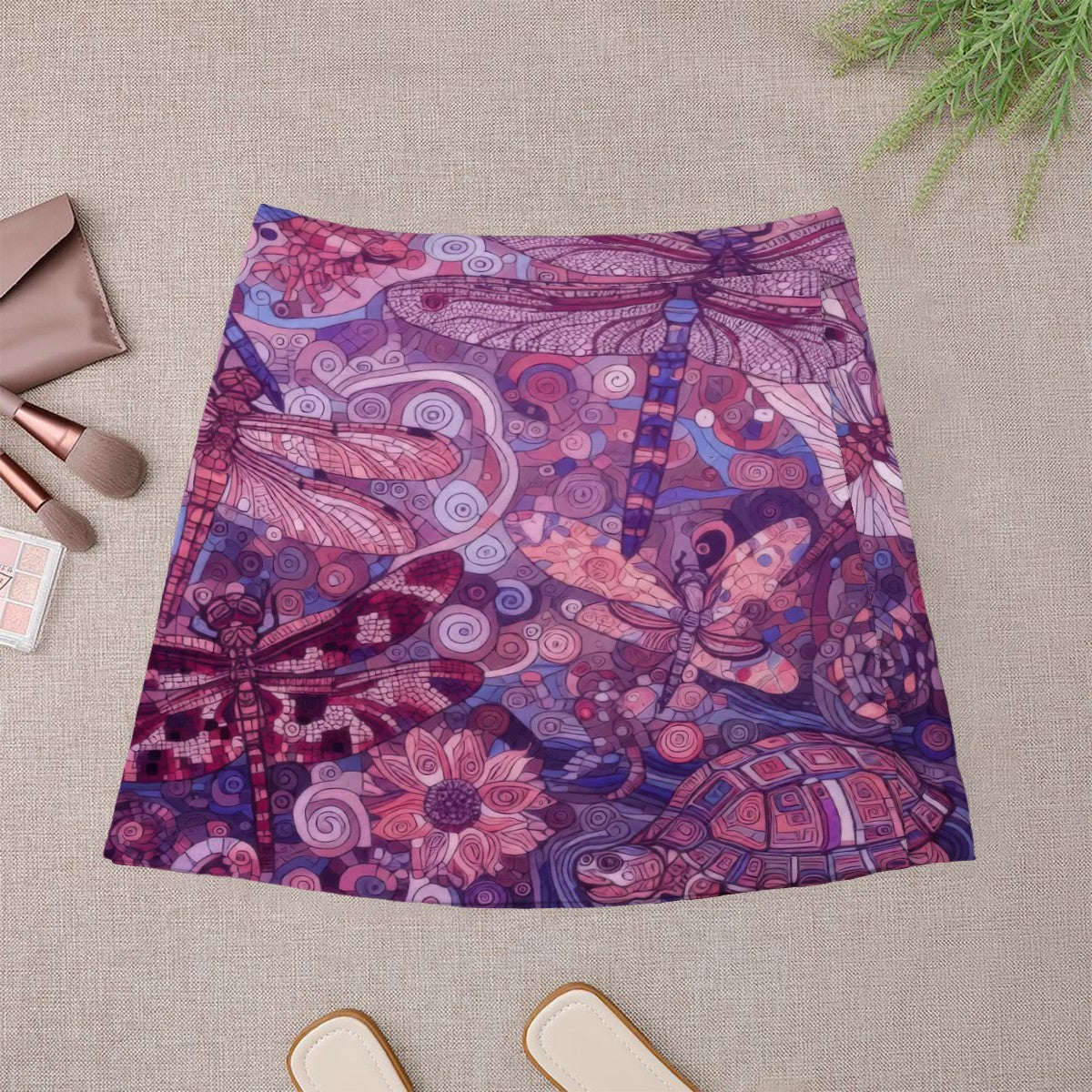 Pink Dragonflies Mini Skirt