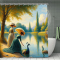 Ladies Poking a Peacock Shower Curtain | Impressionist Art