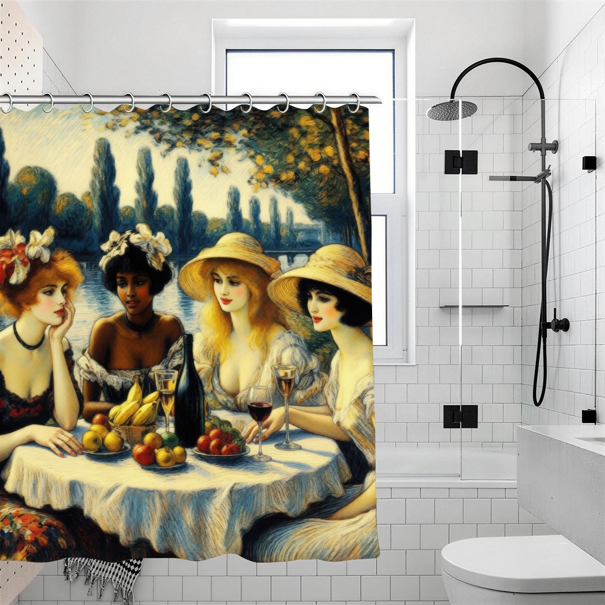 Ladies with Fruit Shower Curtain | Impressionist Riverside Art