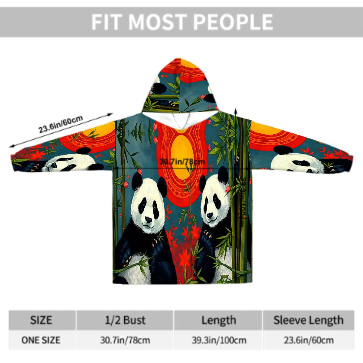 Panda Sunset Adult Blanket Hoodie