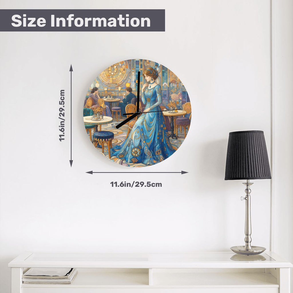 Sapphire at the Blue Café — Art Nouveau Inspired Wall Clock