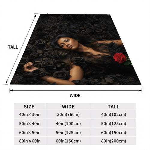 Black Roses 3 Flannel Throw Blanket (Made in USA)