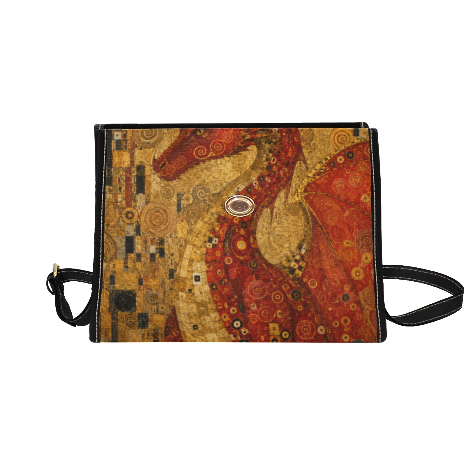 Red Dragon Satchel Waterproof Canvas Bag