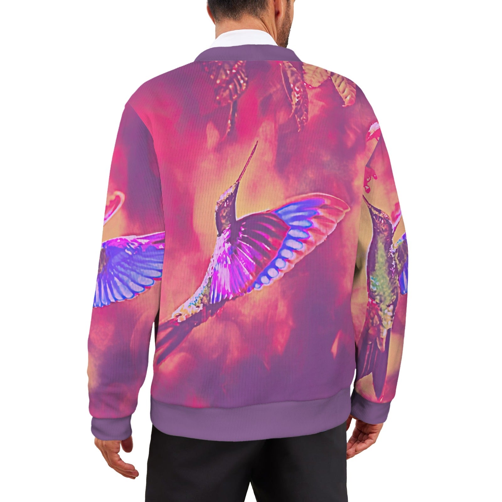Shrine Hummingbird Men's Ribbed Cardigan (Model H73)