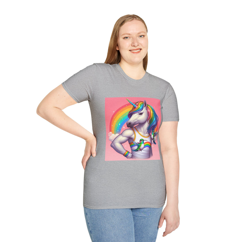 Fabulous Unicorn T-Shirt — Rainbow Muscle Unicorn Graphic Tee