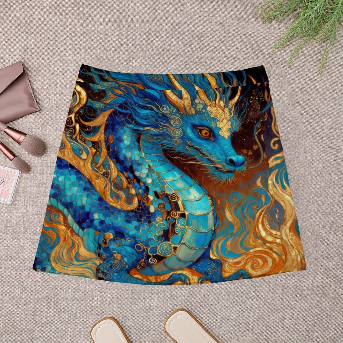 Blue Gold Dragon Mini Skirt | Fantasy Wearable Art