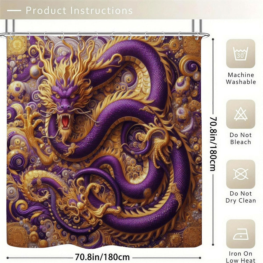 Purple Dragon Shower Curtain | Eastern-Style Serpent Art